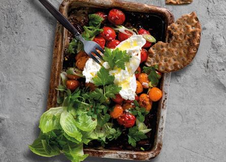 Burrata med rostade tomater