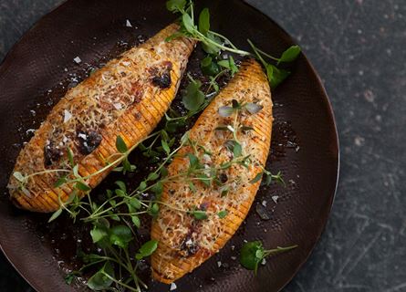 Sweet potato hasselback