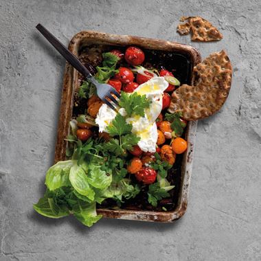 Burrata med rostade tomater