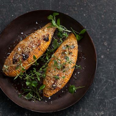 Sweet potato hasselback